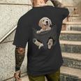 ポケットに入ったゴールデンレトリーバーの犬 ゴールデンパピー のぞき見 メンズTシャツ バックプリント 彼への贈り物