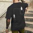 ポケットに入ったマグロ 魚釣り 面白い漁師 メンズTシャツ バックプリント 彼への贈り物