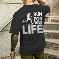 マラソンランナー Run For Your Life ランニング メンズTシャツ バックプリント 彼への贈り物