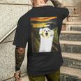 マルチーズ 面白いtシャツ 犬 ムンクの叫び かわいい メンズ 子供 おもしろ 服 グッズ ネタ わんこ メンズTシャツ バックプリント 彼への贈り物