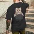 マンチカンポケットの中の猫猫好き メンズTシャツ バックプリント 彼への贈り物