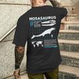 モササウルスファクトシート恐竜科学ファクトシート メンズTシャツ バックプリント 彼への贈り物