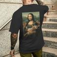 モナリザとオレンジ猫 面白いアートペインティング メンズTシャツ バックプリント 彼への贈り物