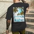 モルディブ島 ビーチ 熱帯風景 旅行 お土産 メンズTシャツ バックプリント 彼への贈り物