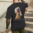 ヤン・フェルメール オランダの画家 真珠の耳飾りの少女 メンズTシャツ バックプリント 彼への贈り物