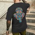 ヨガスピリチュアルヒンドゥー教象神ガネーシャ瞑想 メンズTシャツ バックプリント 彼への贈り物