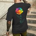 レインボー ローズ Lgbtq 花 メンズTシャツ バックプリント 彼への贈り物