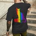 レインボー猫と本と星 Lgbt プライド メンズTシャツ バックプリント 彼への贈り物