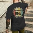 レジェンドは1947年十一月生まれ 誕生日 メンズTシャツ バックプリント 彼への贈り物