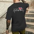 ロンドンのスカイラインハートビートフラッグハート アイラブロンドン メンズTシャツ バックプリント 彼への贈り物