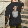 ワイマラナーラナー胸ポケット犬の飼い主 メンズTシャツ バックプリント 彼への贈り物