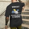 ワークアウト Because Murder Is Wrong 面白いオウム オカメインコ 鳥 メンズTシャツ バックプリント 彼への贈り物