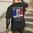 ヴィシー フランス 国旗 Gps座標 メンズTシャツ バックプリント 彼への贈り物