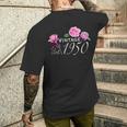 ヴィンテージ 1950 ピンクローズ 75歳 75歳 誕生日 母の日 メンズTシャツ バックプリント 彼への贈り物