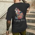 ヴィンテージ 2000 花柄 花 猫好き 24時間 誕生日 メンズTシャツ バックプリント 彼への贈り物