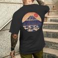 ヴィンテージ 和 富士山 山の上の日本の舞う太陽 メンズTシャツ バックプリント 彼への贈り物