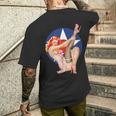 ヴィンテージ 愛国心ピンナップガール メンズTシャツ バックプリント 彼への贈り物
