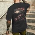 ヴィンテージ 桜 富士山 日本アート 日本 グラフィック メンズTシャツ バックプリント 彼への贈り物