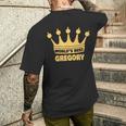 世界一のグレゴリー 面白い名前「グレゴリー」 メンズTシャツ バックプリント 彼への贈り物