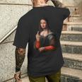 中指軽量グラフィックのモナリザ メンズTシャツ バックプリント 彼への贈り物