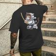 剣道ファイター 猫 面白 日本格闘技・猫好き メンズTシャツ バックプリント 彼への贈り物
