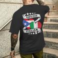 半分イタリア半分プエルトリコの国旗 ハート イタリア プエルトリコ メンズTシャツ バックプリント 彼への贈り物