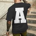 大文字 A アルファベットモノグラム イニシャル メンズTシャツ バックプリント 彼への贈り物
