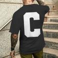 大文字 C アルファベット モノグラム イニシャル メンズTシャツ バックプリント 彼への贈り物