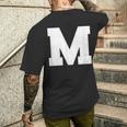 大文字 M アルファベットモノグラム イニシャル メンズTシャツ バックプリント 彼への贈り物