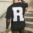 大文字 R アルファベット モノグラム イニシャル メンズTシャツ バックプリント 彼への贈り物