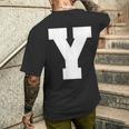 大文字 Y アルファベット モノグラム イニシャル メンズTシャツ バックプリント 彼への贈り物