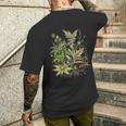 大麻植物とつぼみ 420 草 麻 サティバ インディカ ポットヘッド メンズTシャツ バックプリント 彼への贈り物