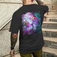 宇宙のかわいいアストロ宇宙猫 メンズTシャツ バックプリント 彼への贈り物