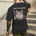 待ってよヤギの愚かな猫のミーム メンズTシャツ バックプリント 彼への贈り物