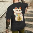 招き猫 日本の招き猫まねき猫日本の幸運猫 メンズTシャツ バックプリント 彼への贈り物