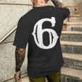 数字 6 インチ 白 大 太字 アメリカ 西部 スタイル フォント メンズTシャツ バックプリント 彼への贈り物