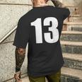 数字 Nhirn 数字 13 プレーン 白 数字 メンズTシャツ バックプリント 彼への贈り物