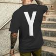 文字yアルファベットモノグラムイニシャル。 メンズTシャツ バックプリント 彼への贈り物