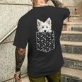 日本のスピッツ犬ポケット犬顔ペット愛好家 メンズTシャツ バックプリント 彼への贈り物