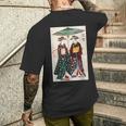 日本の伝統芸者 絵画 アート 水彩 お土産 メンズTシャツ バックプリント 彼への贈り物