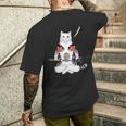 日本の侍猫刀忍者 ヤクザタトゥー メンズTシャツ バックプリント 彼への贈り物