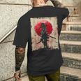 日本アート サムライ ビンテージ ファイター レトロデザイン メンズTシャツ バックプリント 彼への贈り物