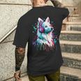 日本スピッツ好き ヘッドフォン装着 おもしろい 日本スピッツ メンズTシャツ バックプリント 彼への贈り物