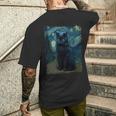 星月夜 ヴィンセント・ヴァン・ゴッホ 黒猫 レトロ絵画 猫 長袖tシャツ メンズTシャツ バックプリント 彼への贈り物