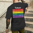 東京プライド レインボーフラッグ カラー メトロ鉄道 Lgbtq メンズTシャツ バックプリント 彼への贈り物