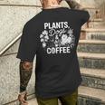 植物 犬 コーヒー おもしろ ガーデニング 犬好き ギフト メンズTシャツ バックプリント 彼への贈り物