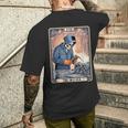 溶接機 溶接 タロット カード スケルトン 面白い 金属製 労働者 メンズTシャツ バックプリント 彼への贈り物