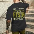 漁師のために睡眠魚を繰り返し面白い引用を食べる メンズTシャツ バックプリント 彼への贈り物