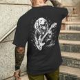犬 演奏 ベース ギター シャツ 男性用 動物 ギターを弾く メンズTシャツ バックプリント 彼への贈り物