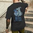 犬と陶器 面白い犬の陶芸家 アート メンズTシャツ バックプリント 彼への贈り物